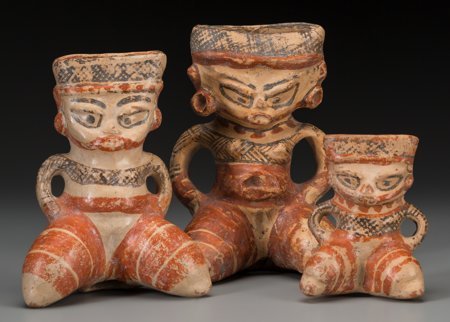 Three Nicaraguan Polychrome Figural Vessels